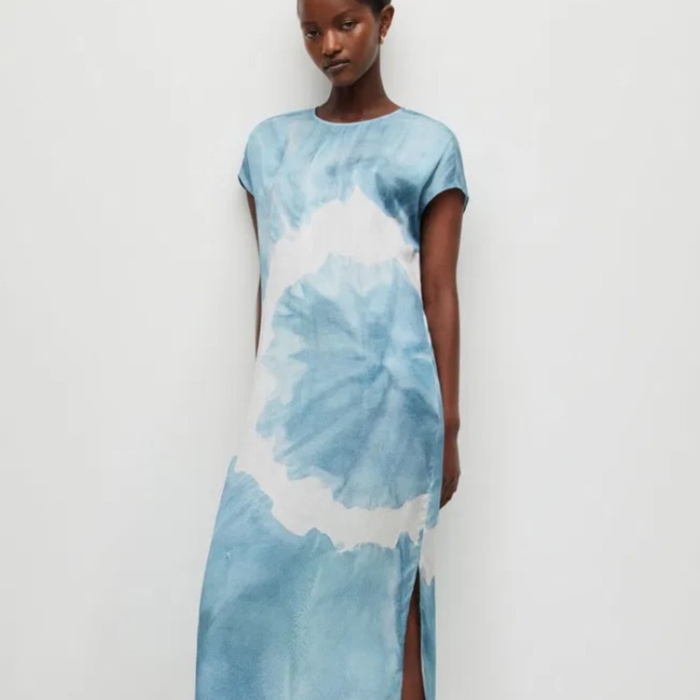 All Saints Blue and White Tie-Dye Maxi Dress